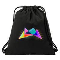 Retro Neon Geometric  Drawstring Bag