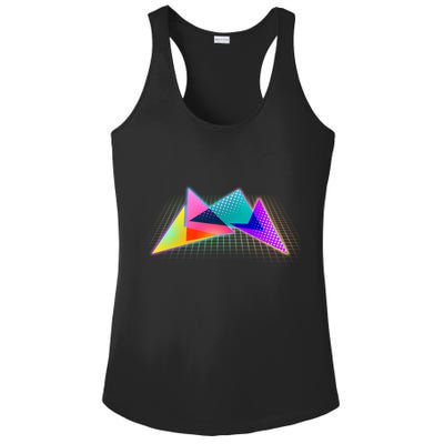 Retro Neon Geometric  Ladies PosiCharge Competitor Racerback Tank