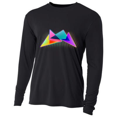 Retro Neon Geometric  Cooling Performance Long Sleeve Crew