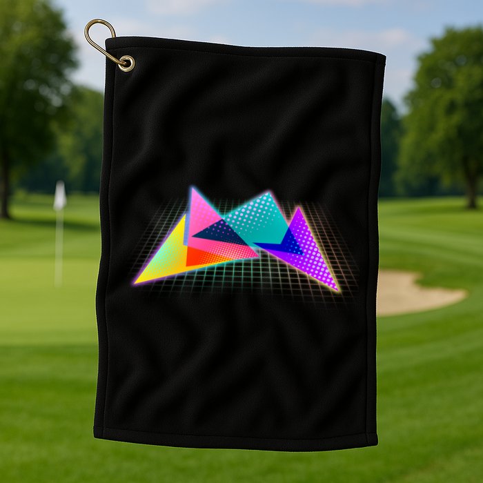 Retro Neon Geometric  Golf Towel