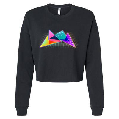 Retro Neon Geometric  Cropped Pullover Crew