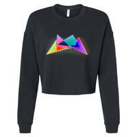 Retro Neon Geometric  Cropped Pullover Crew