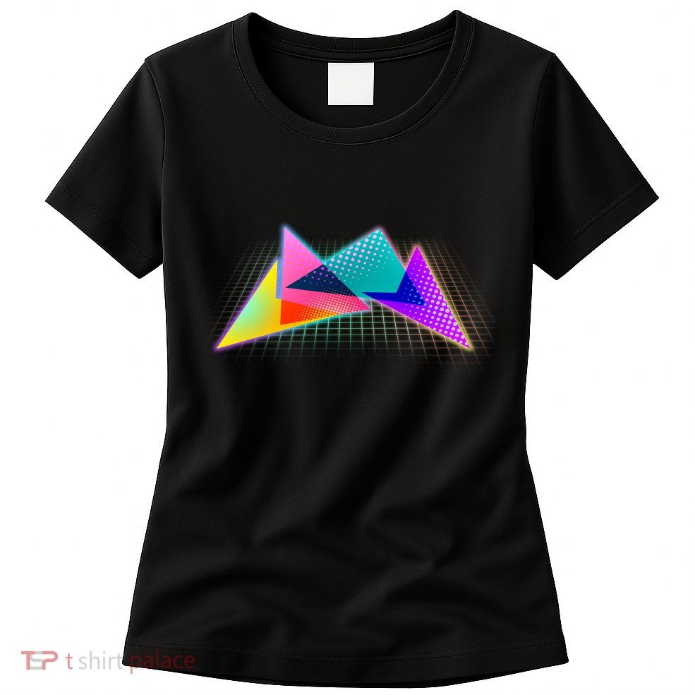 Retro Neon Geometric  Womens T-Shirt