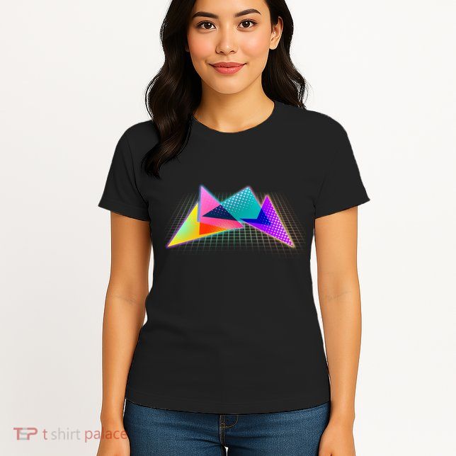Retro Neon Geometric  Womens T-Shirt