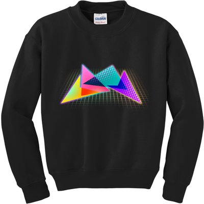 Retro Neon Geometric  Kids Sweatshirt