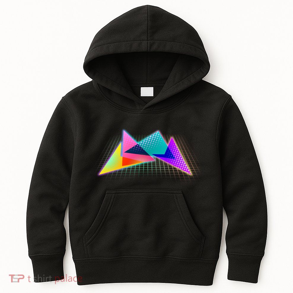 Retro Neon Geometric  Kids Hoodie