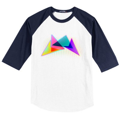 Retro Neon Geometric  Baseball Sleeve Shirt