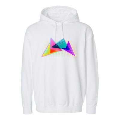 Retro Neon Geometric  Garment-Dyed Fleece Hoodie