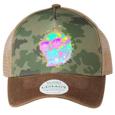 Retro Neon Skull Legacy Tie Dye Trucker Hat