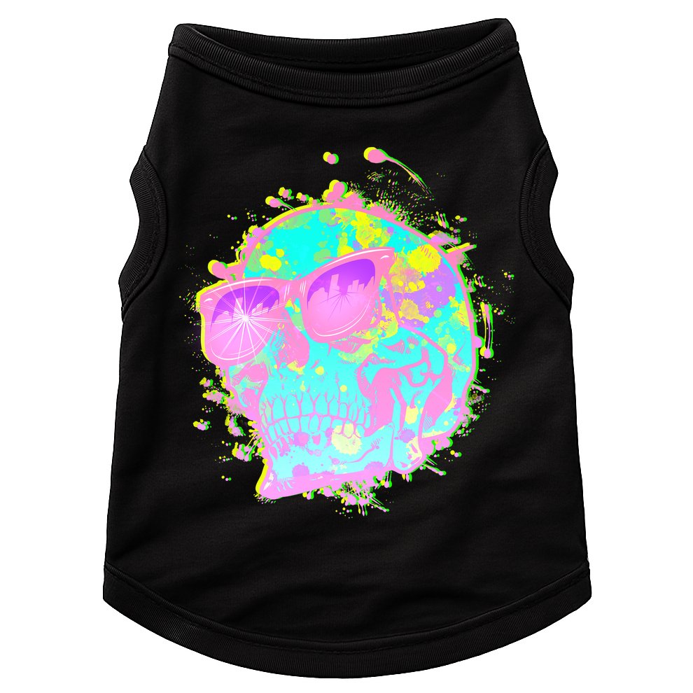 Retro Neon Skull Doggie Tank