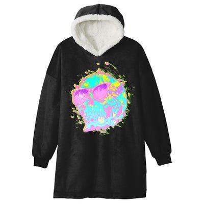 Retro Neon Skull Hooded Wearable Blanket