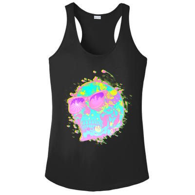 Retro Neon Skull Ladies PosiCharge Competitor Racerback Tank