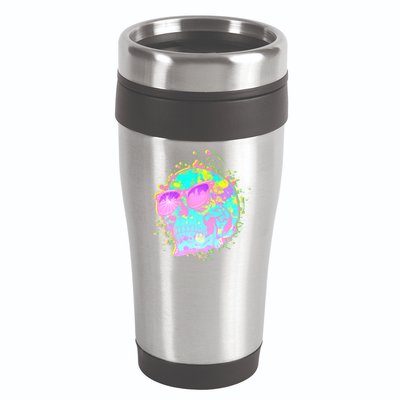 Retro Neon Skull 16oz Travel Tumbler