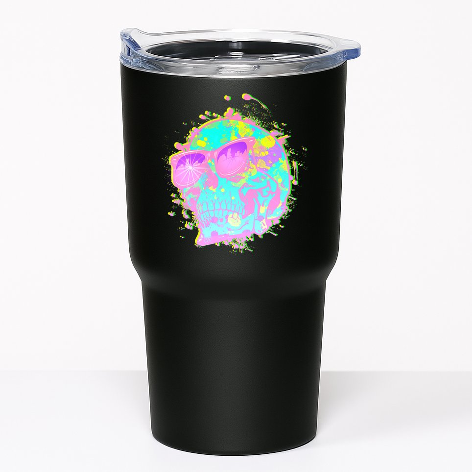 Retro Neon Skull Tumbler