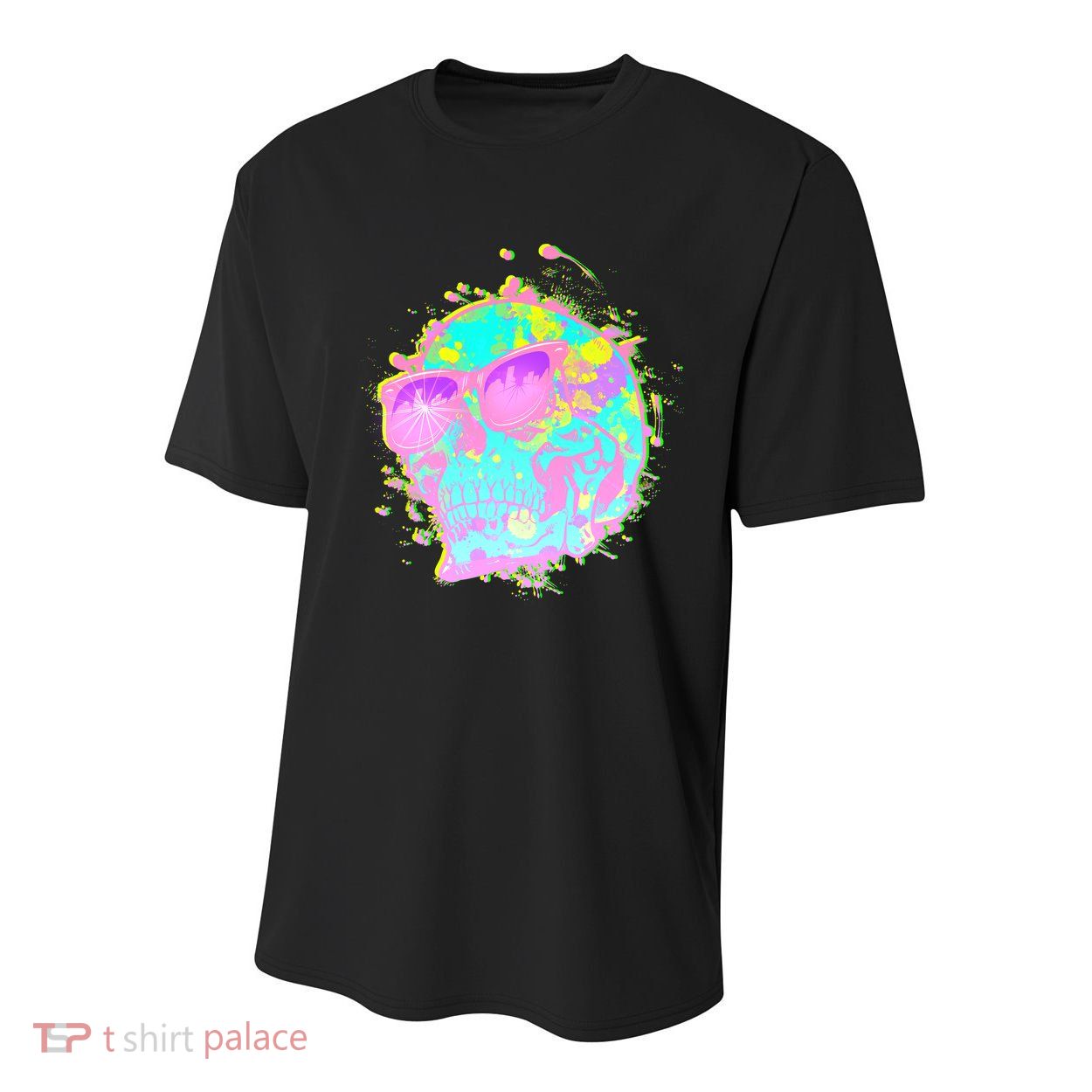 Retro Neon Skull Youth Performance Sprint T-Shirt