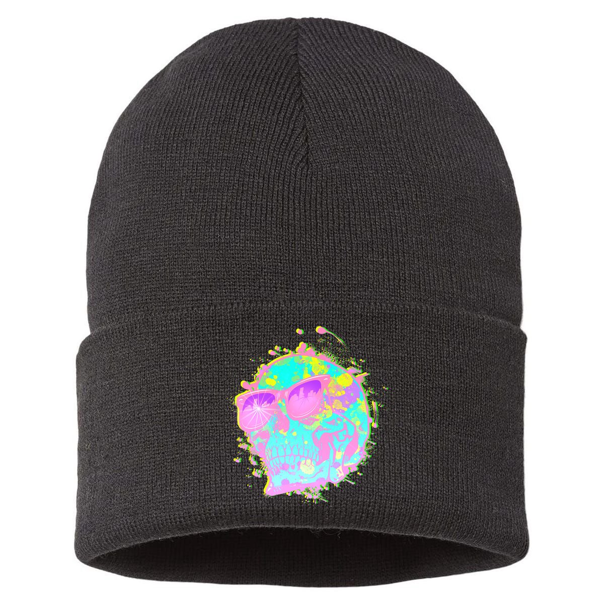 Retro Neon Skull Sustainable Knit Beanie