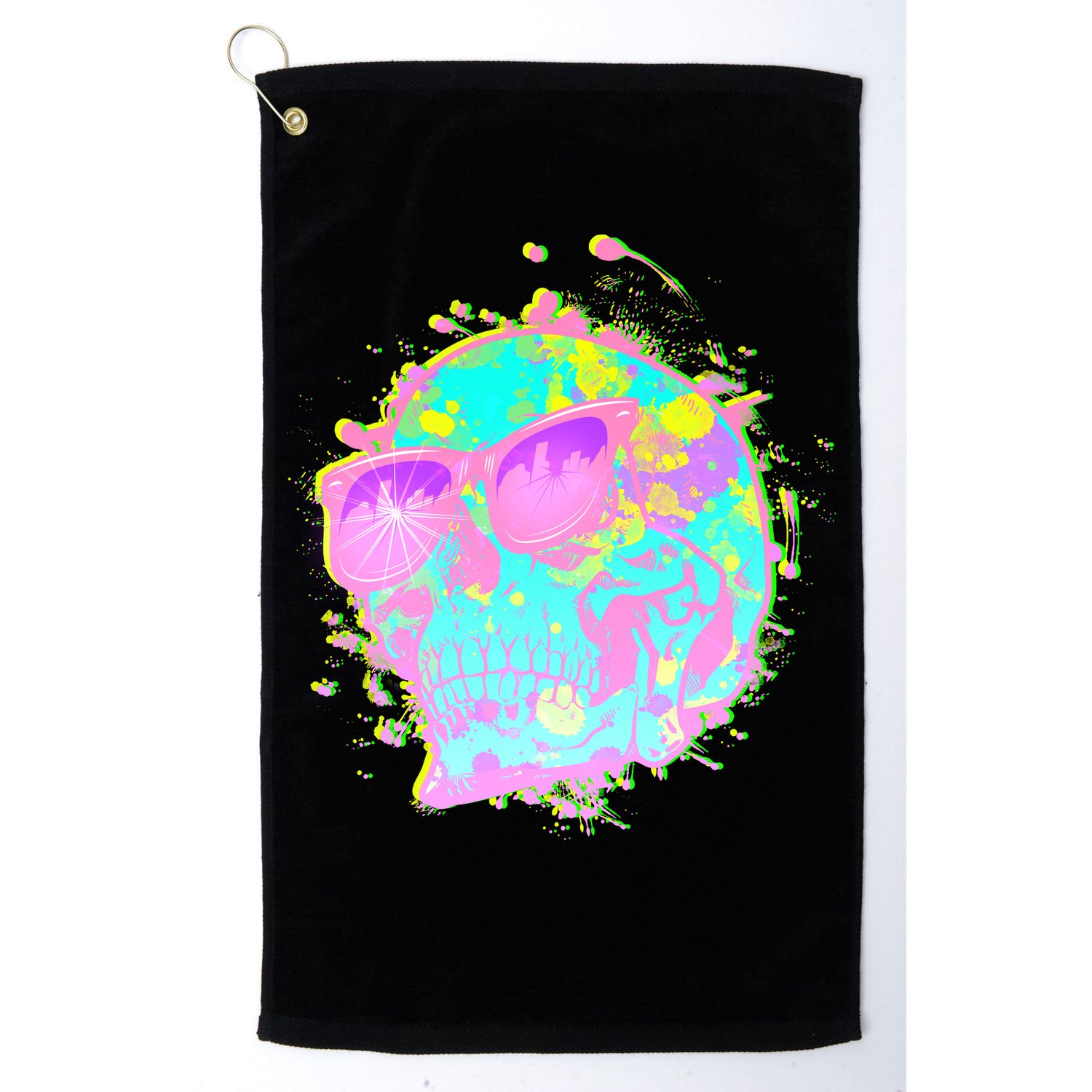 Retro Neon Skull Golf Towel
