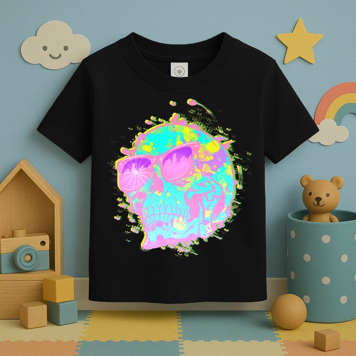 Retro Neon Skull Toddler T-Shirt