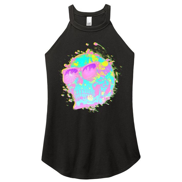 Retro Neon Skull Women's Perfect Tri Rocker Tank