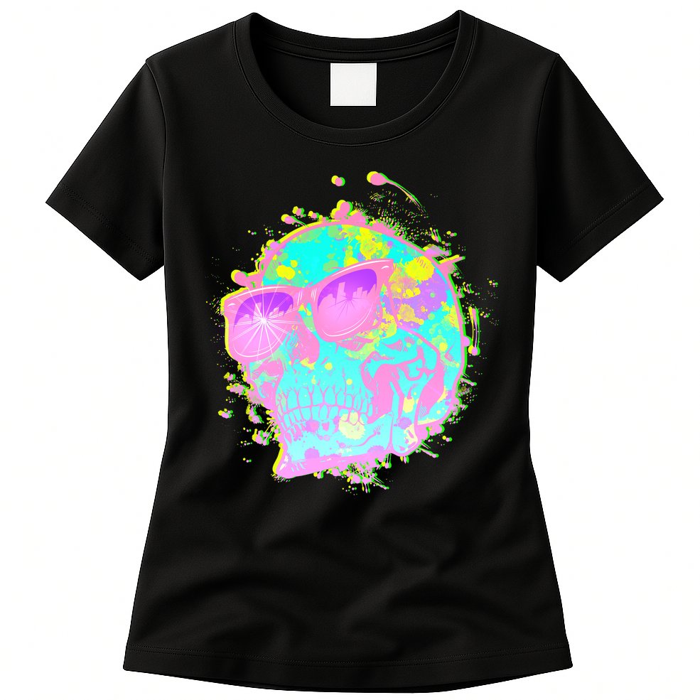 Retro Neon Skull Womens T-Shirt