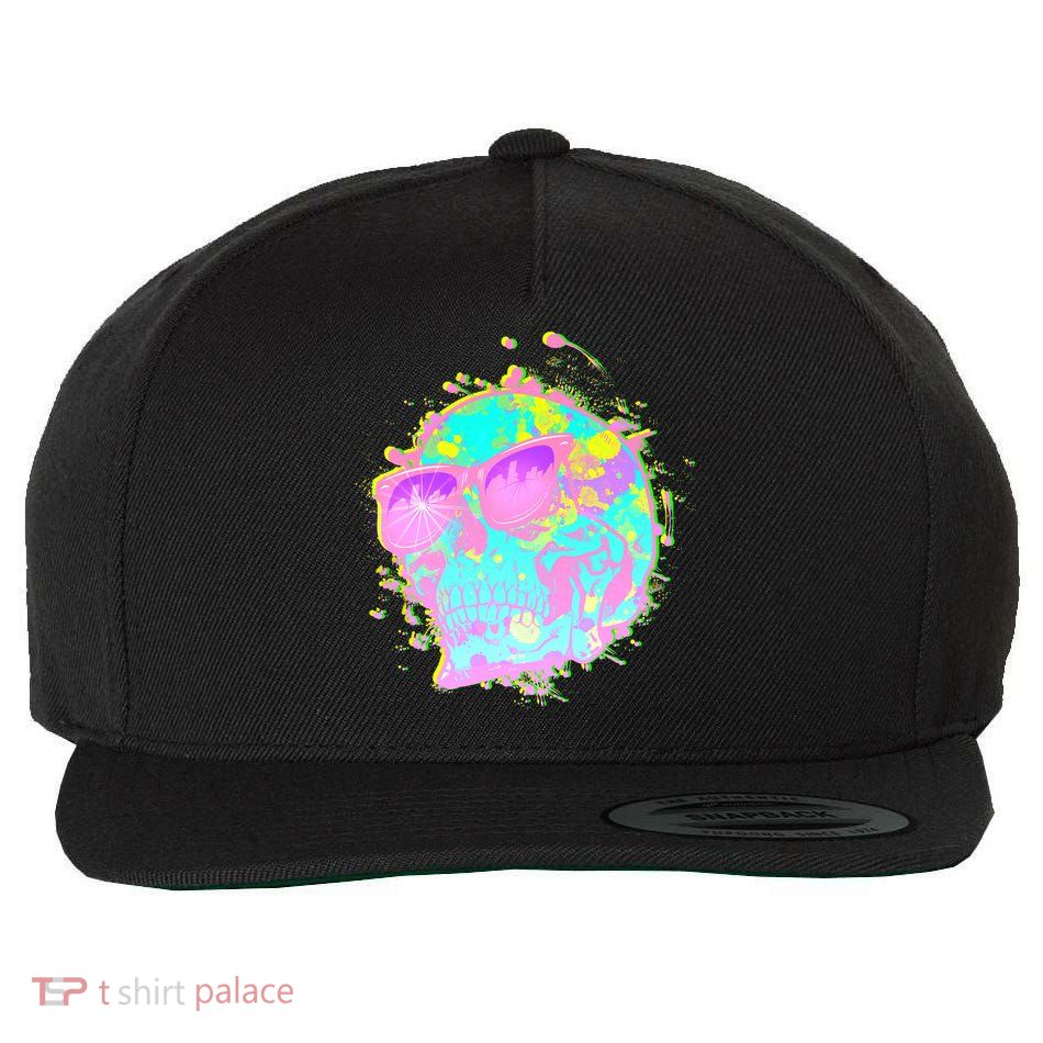 Retro Neon Skull Wool Snapback Cap