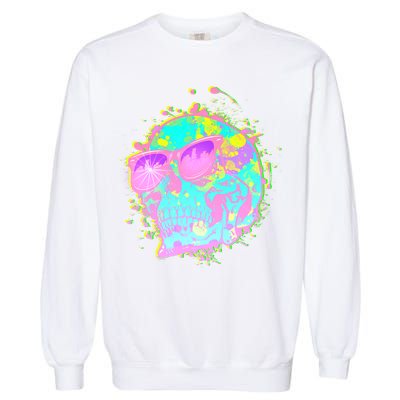 Retro Neon Skull Garment-Dyed Sweatshirt