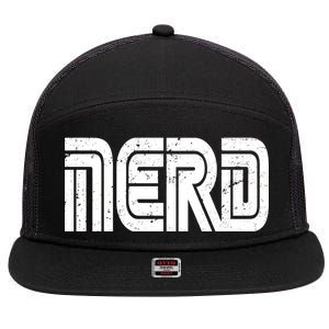 Retro Nerd Gamer Logo 7 Panel Mesh Trucker Snapback Hat