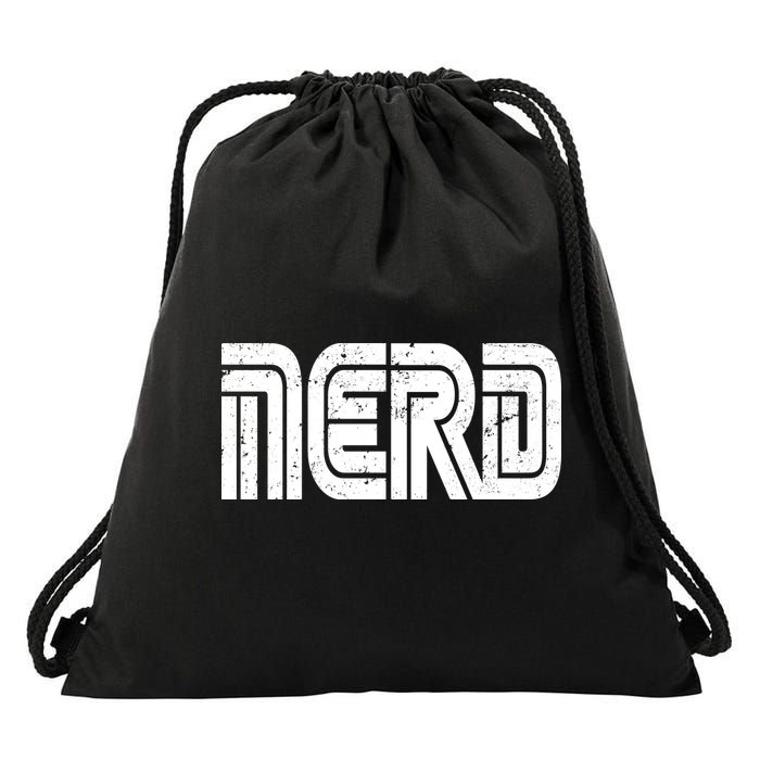 Retro Nerd Gamer Logo Drawstring Bag