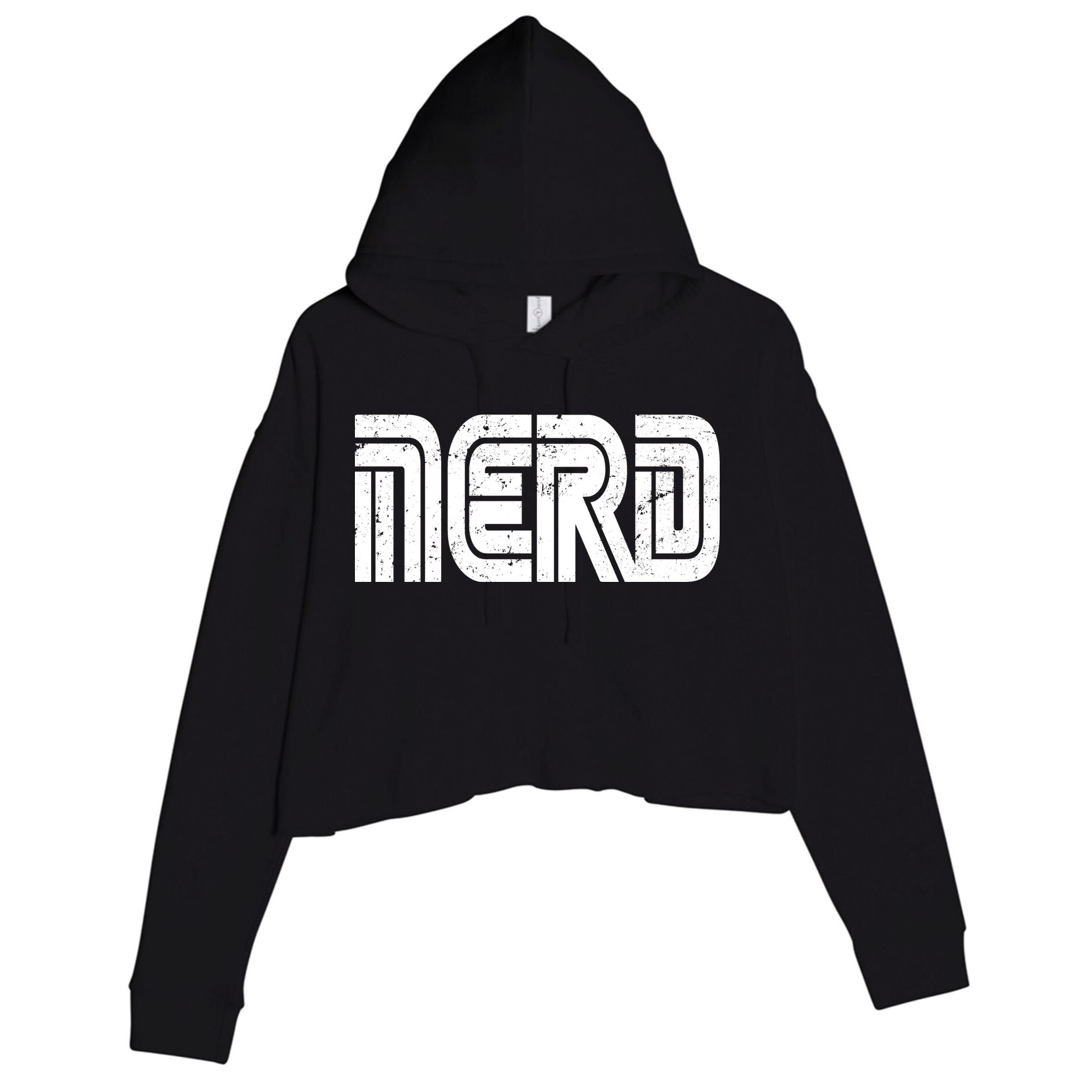 Retro Nerd Gamer Logo Crop Fleece Hoodie