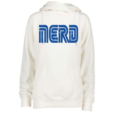 Retro Nerd Gamer Logo Womens Funnel Neck Pullover Hood