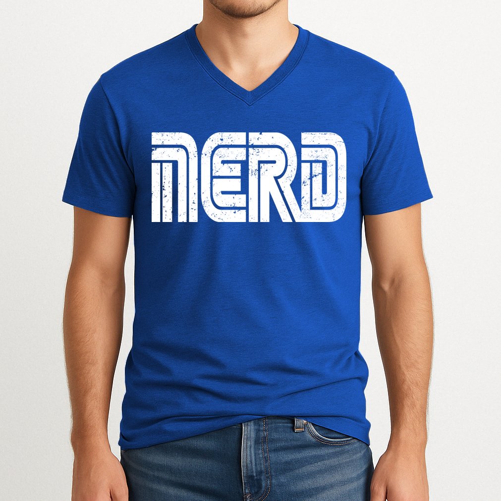 Retro Nerd Gamer Logo V-Neck T-Shirt