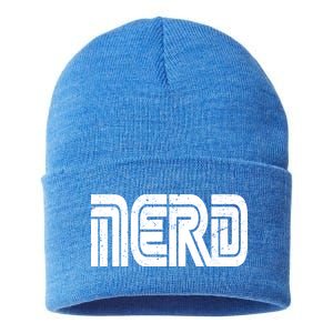 Retro Nerd Gamer Logo Sustainable Knit Beanie