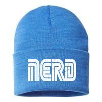 Retro Nerd Gamer Logo Sustainable Knit Beanie