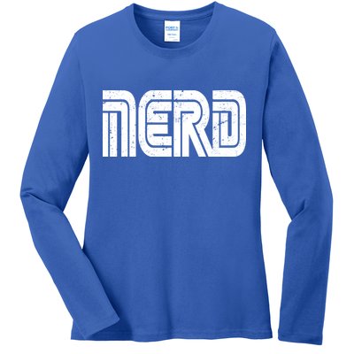 Retro Nerd Gamer Logo Ladies Long Sleeve Shirt