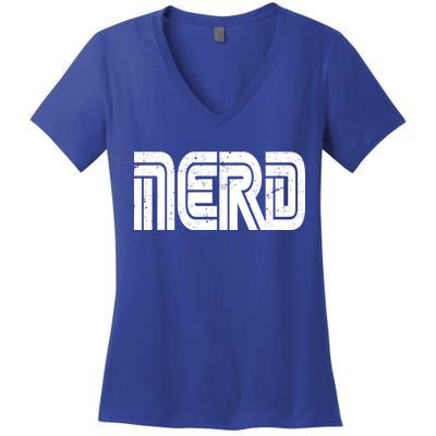 Retro Nerd Gamer Logo Women's V-Neck T-Shirt