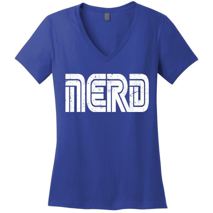 Retro Nerd Gamer Logo Women's V-Neck T-Shirt