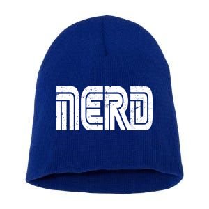 Retro Nerd Gamer Logo Short Acrylic Beanie