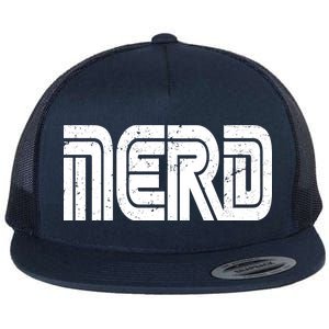 Retro Nerd Gamer Logo Flat Bill Trucker Hat