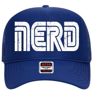 Retro Nerd Gamer Logo High Crown Mesh Back Trucker Hat