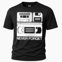 Retro Never Forget Cassette Floppy Disk VHS Tape Cooling Performance Crew T-Shirt