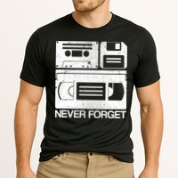 Retro Never Forget Cassette Floppy Disk VHS Tape Cooling Performance Crew T-Shirt
