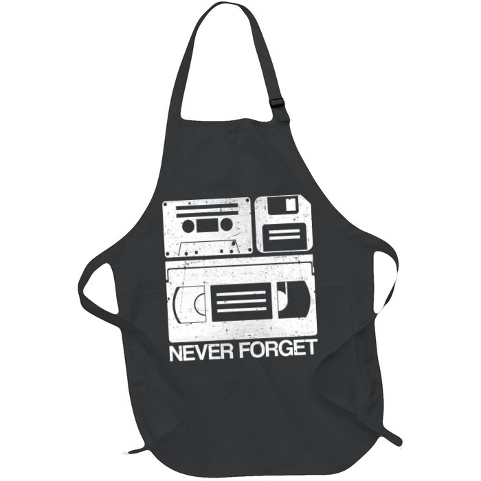 Retro Never Forget Cassette Floppy Disk VHS Tape Apron