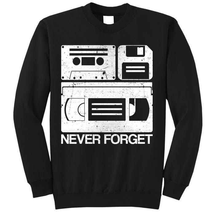 Retro Never Forget Cassette Floppy Disk VHS Tape Sweatshirt