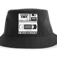 Retro Never Forget Cassette Floppy Disk VHS Tape Sustainable Bucket Hat