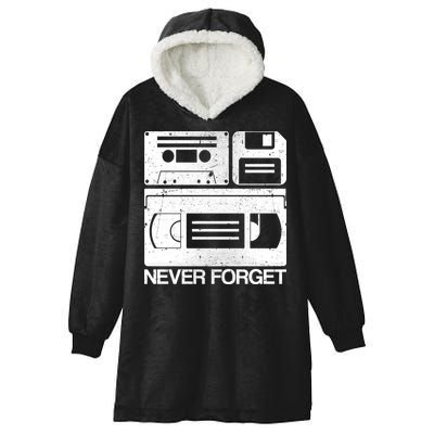 Retro Never Forget Cassette Floppy Disk VHS Tape Hooded Wearable Blanket