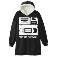 Retro Never Forget Cassette Floppy Disk VHS Tape Hooded Wearable Blanket