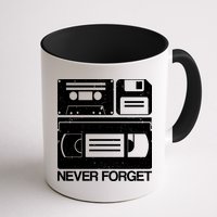 Retro Never Forget Cassette Floppy Disk VHS Tape Mug