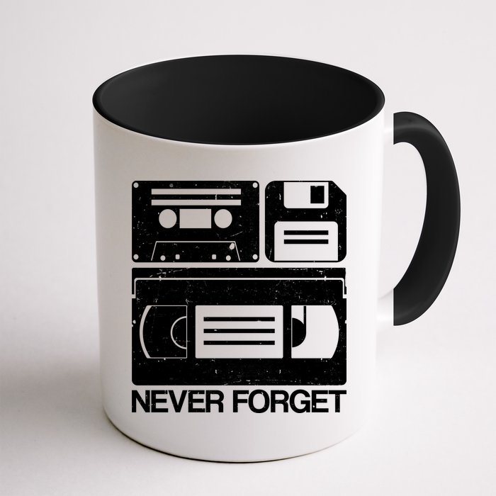 Retro Never Forget Cassette Floppy Disk VHS Tape Mug