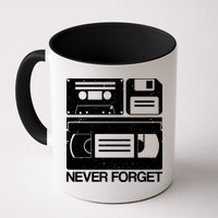 Retro Never Forget Cassette Floppy Disk VHS Tape Mug