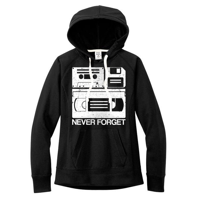 Retro Never Forget Cassette Floppy Disk VHS Tape Women's Fleece Hoodie